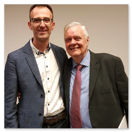 Simone Mabellini, Mental & Business Coach, con Frank Pucelik, co-fondatore della PNL, alla NLP Conference Italy 2018.
